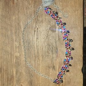 New Chico's belt chain multi color stones